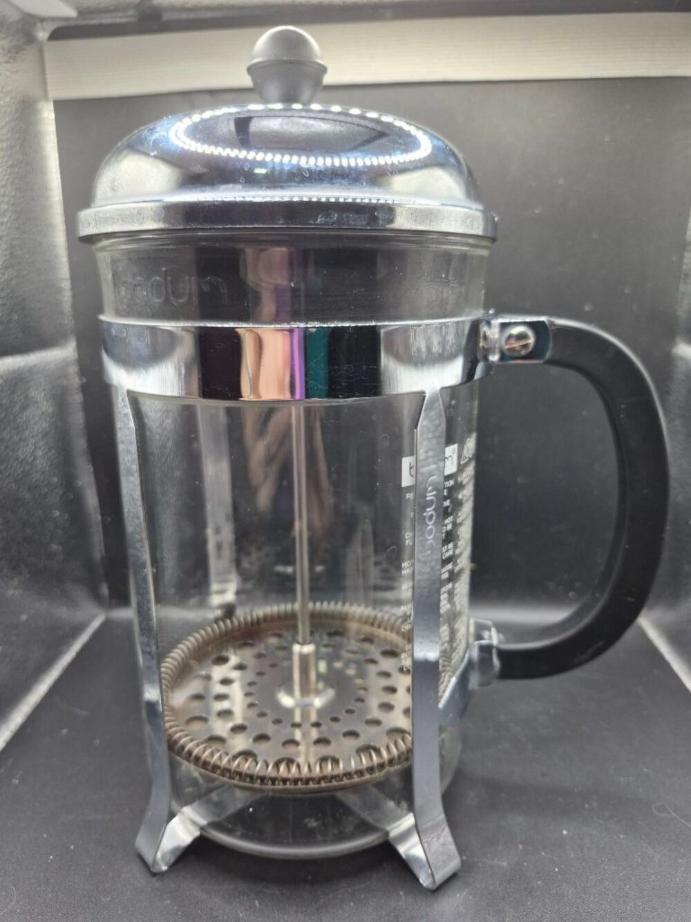 Bodum French Press Coffee Maker 8-Cup Chrome & Glass With Filter Plunger Handle